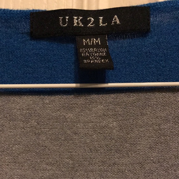 Women’s M Blue&Gray Striped 3/4 Length Sweater - Picture 3 of 4